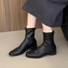 Botas Delgadas Estilo Coreano de Nicho Otoño e Invierno 2025 Nuevas Botas Francesas y Color Nude Botas Cortas Estilo Desierto Marrón Tacón Grueso Botas para Mujer