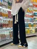Calça comprida jacquard estilo americano, tendência high street, perna reta, comprimento até o chão, calça casual, estilo artístico Harajuku para adolescentes, fotografia de rua
