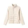 Chaqueta acolchada de lana de grafeno con cuello alto, forrada de forro polar para mayor calidez, diseño ajustado, estilo corto, versátil para mujer
