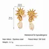 Pendientes Yingtai de Acero Inoxidable y Acero de Titanio Estilo Océano Ins Europeo y Americano Perla de Imitación Elegantes Pulidos Chapado al Vacío Oro de 18K para Mujer