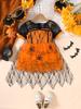 Disfraz de Halloween transfronterizo europeo y americano para niñas, capa de araña con encaje y costura de malla de hilo, vestido de princesa pastel