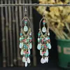 Pendientes Largos Bohemios para Mujer Estilo Europeo y Americano Moda Exagerados Pendientes de Borla de Gota de Agua Elegantes Joyería para Orejas Transfronteriza