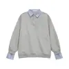 Sudadera tipo Polo Falsa de Dos Piezas en Color Contrastante para Hombre en Primavera y Otoño Diseño Holgado Cuello Solapa Casual Versátil Top de Manga Larga para Pareja