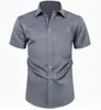 Camisa de Manga Corta de Verano Nueva para Hombre de Comercio Exterior Estilo Coreano Juventud Casual de Negocios Color Sólido Simple Ajuste Delgado