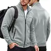 Chaqueta de Forro Polar con Cuello Alto y Cremallera, Bolsillos Laterales, Cardigan Largo Casual para Exteriores, Otoño e Invierno para Hombre, Transfronterizo de Amazon