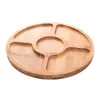 Bandeja Redonda de Carbono para Petiscos com 5 Compartimentos 25cm x 25cm x 1.6cm Bambu - Lyor