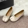 Zapatos Mary Jane de piel de oveja genuina para mujer con aumento de altura y lazo, sin cordones, cómodos, zapatos de una pieza, zapatos de pezuña de cerdo con punta dividida