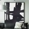 Pintura de Parede Artística Abstrata Simples Preto e Branco Tamanho Grande Fundo de Sofá Preto e Branco Cinza Pintura de Chão Pintura Decorativa Atmosférica de Luxo Leve