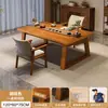 Juego de mesa de té y sillas de madera maciza, una mesa y cinco sillas, estilo chino nuevo, adecuado para el hogar y la oficina, mesa de té pequeña para balcón, mesa de té grande para beber y preparar té