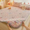 Colchón de terciopelo de leche grueso clase A invierno cálido sábana bajera con forro polar funda de cama cojín dormitorio de estudiante tatami