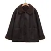 Invierno 2025 Nuevo Europeo y Americano Transfronterizo Moda Urbana para Mujer Chaqueta Todo en Uno de Piel Reversible W027 1132