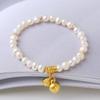 Nueva pulsera de perlas naturales de agua dulce de oro de 18 quilates de estilo chino, pulsera de loto con diseño artístico retro de gran sentido para mujer