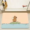 Alfombra de Piso Absorbente para Baño de Caricatura Capibara Puerta de Diatomeas Antideslizante Secado Rápido Esterilla para Pies de Inodoro Alfombra de Hogar