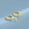 Brincos Assimétricos de Estrela e Lua com Diamantes em Prata Esterlina S925 para Mulheres Design de Nicho Brincos e Brincos de Luxo Acessível Únicos