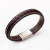 Pulseira Tecida Simples de Couro PU Transfronteiriça Moda Europeia e Americana Punk Clássico Tendência Pulseira Masculina Pulseira Larga de Couro Sensação Avançada