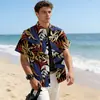 Camisa Floral de Manga Corta para Hombre de Temporada de Comercio Exterior Transfronterizo, Camisa Trendy de Talla Grande para Hombre Casual Retro de Playa para Vacaciones de Surf