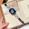 Correa de reloj metálica de cadena de trébol de cuatro hojas con hebilla de doble fila, compatible con Apple S12, S11, Huawei Fit 5, GT 7 y pulseras Xiaomi