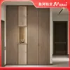 Nuevo Gabinete de Zapatos de Aleación de Aluminio con Textura de Madera Estilo Chino Decoración del Hogar Pared de la Puerta Principal con Combinación de Taburete Gabinete de Entrada Integrado Personalización