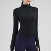 Jaqueta Esportiva Azul Céu Lu com Gola Alta à Prova de Vento com Zíper Roupa para Corrida Treinamento Yoga Top Feminino com Efeito Emagrecedor Fitness