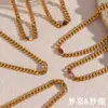 Moda Ins Europeia e Americana Popular Corrente Cubana Dourada de 6,5mm Colar com Zircônia Redonda Corrente de Aço Inoxidável Banhada a Ouro 18K Joias