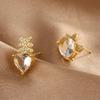 Aretes Asimétricos de Bagre de Circonita de Aguja de Plata S925 para Mujer Diseño Nicho Sentido Avanzado Aretes Lindos Combinables Joyería para la Oreja