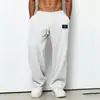 Calça de Moletom com Tecido Waffle para Comércio Exterior Masculina, Novo Estilo Primavera e Outono, Calça Reta Solta, Calça Longa Respirável com Cordão para Esportes, Caimento Fluido