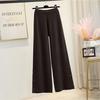 Pantalones anchos de punto con botones y abertura para mujer, de otoño e invierno, de lana, holgados, de cintura alta, rectos y casuales, 5361