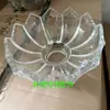 Lâmpada de Cristal com Disco de Cauda de Pavão Braço de Suporte de Tubo Curvo Formato de Flor Tigela de Vidro Antigo Canelado Prato Lâmpada de Vela Prato de Frutas Acessórios