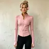 Chaqueta Deportiva con Cuello Alto y Cremallera para Mujer Ropa de Yoga Manga Larga con Agujeros para el Pulgar Alta Elasticidad Ropa Europea y Americana para Fitness Running Entrenamiento