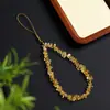 Cordón para Teléfono Personalizado de Cristal Amarillo Natural para Mujeres, Correa de Muñeca Corta con Fragmentos de Cristal Natural, Accesorio de Cadena para Teléfono Anti-Pérdida