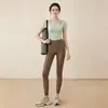 Traje Deportivo para Mujer Manga Larga Hombro Hueco Cintura Alta Pantalones de Yoga Adelgazantes Secado Rápido Transpirable Ropa de Fitness Estilo Femenino Ropa de Mujer