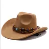 Chapéus de Jazz Ocidentais Estilo Europeu e Americano para Homens e Mulheres, Chapéus de Camurça da Moda, Chapéus de Cowboy Xizang Estilo Étnico