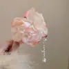 Grampo de Cabelo com Franja de Flor de Lírio, Atmosfera de Fada Dopamina para Sessões de Fotos, Presilha Jacaré para Penteado, Acessório de Cabelo de Luxo