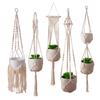 Bolso de rede de vaso de flores pendurado transfronteiriço Decoração de cesta suspensa de planta verde boêmia Tecido à mão Algodão e linho Vaso de flores Bolso de rede