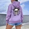 Moletom com Estampa de Caveira e Laço Feminino Casual Pulôver Comércio Exterior Transfronteiriço Temu Wish Ásia