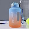 Botella de Agua de Gran Capacidad con Color Degradado para Fitness al Aire Libre, Botella de Agua Deportiva de Plástico con Popote Escarchado
