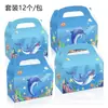 Dd048 Azul Oceano Amazon Golfinho Fofo Festa Presente Caixa de Papel Sacola Tote de Papelão Branco