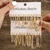 Set de Aretes Dorados Geométricos Retro Cruzados para Mujer Moda Aros Redondos de Perla Nuevo Set de Aretes
