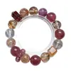 [Jingjing Nafu] Pulsera de Cristal de Fresa Natural para Mujer La Más Fácil de Combinar Pulsera de Cristal Rodolita Al por Mayor