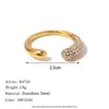 Anel de Joia Moda Ins Europeia e Americana Simples Acessível Luxo Feminino Aço Inoxidável Aberto Duas Pontas Formato Gota de Água Anel Micro-Cravejado