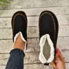 Zapatos de algodón gruesos de color liso con suela plana para mujer talla grande, nuevos de invierno 2026, forrados de felpa cálida, para exportación