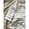 Camiseta Listrada de Malha com Gola Redonda e Manga Curta, Mistura de Seda Ultrafina para Homens, Nova Peça Casual 2026