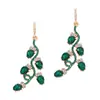 Pendientes de aleación de Navidad de diseño creativo de moda estilo europeo y americano, personalidad, lineales irregulares, hoja larga, incrustados con diamantes de colores