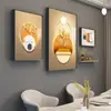 Pintura Decorativa Cálida Nórdica para Comedor Familiar Juego de Arte de Pared de Porcelana de Cristal Decoración de Pared de Aleación de Aluminio Estante de Hierro Colgante