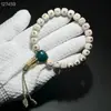 Pulsera Auténtica de Semillas de Bodhi Estrella y Luna de Hainan, Semillas de Bodhi Blancas Naturales de Alta Densidad, Pulsera de Círculo Único para Meditación y Adoración