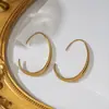 Brincos de Gancho Linear em Aço Titânio Novo em Forma de Gota Transfronteiriços para Mulheres, Design de Nicho, Geométricos, Simples, Não Desbotam, Brincos Estilo Ins