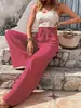 Amazon Tiktoktemu Ropa Europea y Americana para Mujer 2026 Primavera y Otoño Nueva Moda Versátil Patrón de Burbujas Casual Pantalones de Pierna Ancha