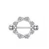 Anillos de pezón exquisitos superventas transfronterizos Acero inoxidable Forma de flor Anillos de pezón falsos Pinzas para pezones con pantalla de pavo real Joyería para piercing Tachones para pezones sin perforación