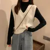 Chaleco de punto trenzado con cuello en V estilo Hong Kong retro para mujer, nueva colección otoño/invierno 2026, corte holgado, adelgazante y suéter de abrigo moderno