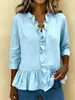 2026 Amazon Wish Sitio Independiente Ebay Primavera y Verano Nueva Camisa de Manga Larga con Volantes Estilo Europeo y Americano Camisa de Mujer